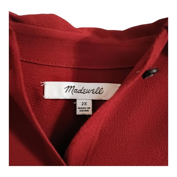 NWT Madewell Central Drapey Shirt Dark Cabernet Button Oversized Size 2X Plus - Picture 4 of 6